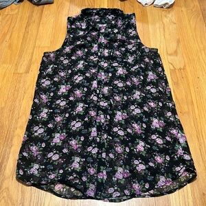 Floral button down tank top